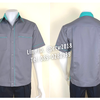 รหัส A5.8 : เสื้อช่างแขนสั้นผ้าคอมทวิวสีเทากุ้นเขียวมิ้น