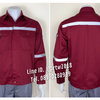 รหัส AB17.5 : เสื้อช่างแจ็คเก็ตแขนยาวผ้าคอมทวิว 4 กระเป๋าสีเลือดหมู (ติดสะท้อนแสง)