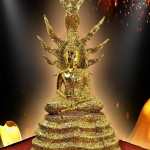 พระรัตนะ ปางนาคปรก พระประจำวันเสาร์ ฐาน 8 นิ้ว เนื้อสำริดลงรักปิดทอง