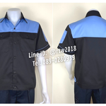 รหัส A24.2 : เสื้อช่างแขนสั้นผ้าคอมทวิวดำอกฟ้า