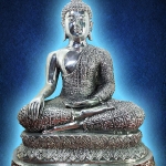 พระสุโขทัย ปางชนะมาร หน้ตัก 9 นิ้ว เนื้อโลหะเงินยวง