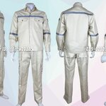 ชุดช่างแจ็คเก็ตแขนยาวผ้าเวสปอยท์ 4 กระเป๋าสีเบจครีม (ติดสะท้อนแสง) กางเกงช่างผ้าเวสปอยท์ 7 กระเป๋าสีเบจครีม