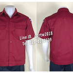 รหัส A4.5 : เสื้อช่างแขนสั้นผ้าคอมทวิวสี่กระเป๋าสีเลือดหมูล้วน