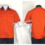รหัส A14.3 : เสื้อช่างแขนสั้นผ้าคอมทวิวสีส้มข้างกรมท่า