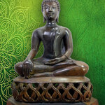 พระสุโขทัย ปางชนะมาร ฐานฉลุลายกลีบบัว หน้าตัก9นิ้ว