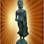 พระพุทธปางลีลาอุ้มบาตร สูง 13 นิ้ว เนื้อสำริด