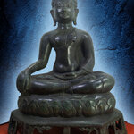 พระเชียงแสน ฐานลายฉลุ หน้าตัก 9 นิ้ว เนื้อโลหะสำริด