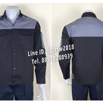 รหัส AB16.6 : เสื้อช่างแขนยาวผ้าคอมทวิวสีดำอกเทา