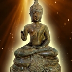 พระพุทธ ปางโปรดพุทธมารดา หน้าตัก 5 นิ้ว เนื้อโลหะสำริดสภาพเก่า