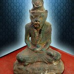 พระฤาษีหน้าเสือ หรือ ปู่ฤาษีเสือสมิงพราย หน้าตัก 5 นิ้ว เนื้อสำริดสภาพเก่า