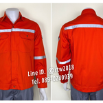 รหัส AB17.4 : เสื้อช่างแจ็คเก็ตแขนยาวผ้าคอมทวิว 4 กระเป๋าสีส้ม (ติดสะท้อนแสง)