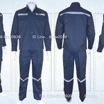 ชุดช่างแขนยาวผ้าคอมทวิวสีกรมท่าล้วน + กางเกงกระเป๋าแปะติดสะท้อนแสงทั้งเสื้อและกางเกง