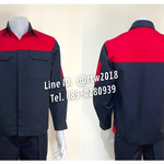 รหัส AB3.6 : เสื้อช่างแขนยาวผ้าคอมทวิวกรมท่าอกแดง (ซ่อนสาบ)