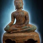 พระเชียงแสน สิงค์3 หน้าตัก 9 นิ้ว เนื้อโลหะสำริดสภ่าพเก่า