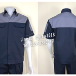 รหัส A9.1 : เสื้อช่างแขนสั้นผ้าคอมทวิวกรมท่าอกเทา (ซ่อนสาบ)