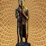 พระฤาษีเดินดง ถือไม้เท้า สูง12นิ้ว เนื้อโลหะสำริด