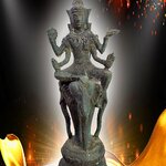 พระนารายณ์ ทรงช้างสามเศียร เนื้อสำริด