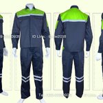 ชุดช่างแขนยาวผ้าคอมทวิวสีกรมท่าอกเขียวอ่อนซ่อนสาบ (ติดสะท้อนแสง) + กางเกงช่างผ้าคอมทวิวกระเป๋าแปะสีกรมท่า (5 กระเป๋า) ติดสะท้อนแสง 2 เส้น