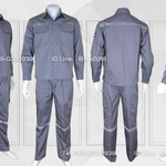 ชุดช่างแขนยาวผ้าคอมทวิวสีเทาล้วน (ติดสะท้อนแสง) + กางเกงช่างผ้าคอมทวิวกระเป๋าแปะสีเทา (5 กระเป๋า) ติดสะท้อนแสง