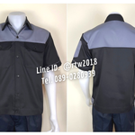 รหัส A24.1 : เสื้อช่างแขนสั้นผ้าคอมทวิวดำอกเทา