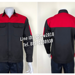 รหัส AB4.3 : เสื้อช่างแขนยาวผ้าคอมทวิวดำอกแดง (ซ่อนสาบ)