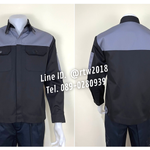 รหัส AB4.9 : เสื้อช่างแขนยาวผ้าคอมทวิวดำอกเทา (ซ่อนสาบ)