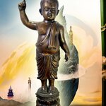 พระพุทธรูปปางประสูติ สูง 19 นิ้ว เนื้อทองเหลืองรมมันปู