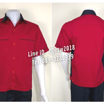 รหัส A14.4 : เสื้อช่างแขนสั้นผ้าคอมทวิวสีแดงข้างกรมท่า
