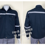 รหัส AB18.1 : เสื้อช่างแจ็คเก็ตแขนยาวผ้าเวสปอยท์ 4 กระเป๋าสีกรมท่า (ติดสะท้อนแสง)