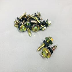 สกรูปลายผ่า หัวหกเหลี่ยมแหวนยาง ชุบรุ้ง เกลียวตลอด (ยิงไม้) #12-11 (ห่อเล็ก)