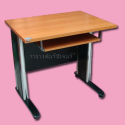 โต๊ะคอมเมลามีน ขาเหล็กชุปโครเมี่ยม