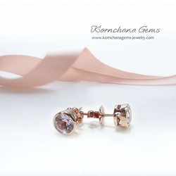 Amethyst Studs Earrings ต่างหูพลอยอเมทิสท์แบบติดหู พลอยสีชมพูม่วงหวาน อเมทิสท์เป็นพลอยประจำวันเกิดของคนเกิดเดือนกุมภาพันธ์