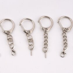 (มีแพ็ค 10ชิ้น, 50ชิ้น) อะไหล่พวงกุญแจ DIY ห่วงพวงกุญแจ ตะขอพวงกุญแจ แบบเซ็ท รุ่นโซ่ รุ่นข้อต่อ มีสกรู มีตะขอก้ามปู