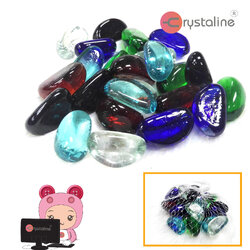 Oval glass nugget - mixed color (35pcs/pack)