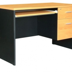 โต๊ะคอมพิวเตอร์ หนา 25 มิล เมลามีน 2 ลิ้นชัก มีที่วางคีย์บอร์ด