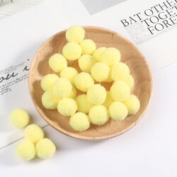 ขายส่ง(100ลูก) ปอมปอม ขนาด 2ซม. ปอมปอมตกแต่ง ปอมปอมกำมะหยี่ สีเหลืองอ่อน โทนพาลเทล Light Yellow