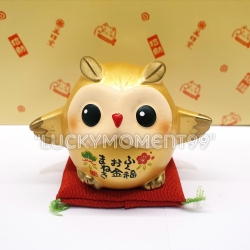 นกฮูกทอง นำเข้าจากญี่ปุ่น ขนาดสูง 5.5 ซม. งานเซรามิคผิวด้านเกรดพรีเมียม