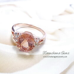 แหวนพิงค์ทัวร์มาลีน สีลูกพีชหวานเจี๊ยบ พลอยทรงไข่ขนาด 9x7 mm. แมทช์กับตัวเรือนสีพิงค์โกลด์ ลุคคุณหนูไฮโซมากกก พลอยสีนี้ขายดีมากค่ะ