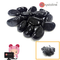 Oval glass nugget - black col. (35pcs/pack)