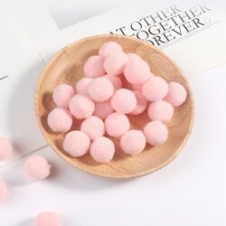ขายส่ง(100ลูก) ปอมปอม ขนาด 2ซม. ปอมปอมตกแต่ง ปอมปอมกำมะหยี่ สีชมพู Korean noodles