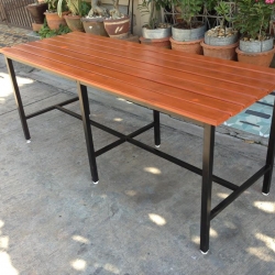 โต๊ะโรงอาหารไม้เต็ง (เฉพาะตัวแม่) ขาเหล็ก 1.5*1.5 นิ้ว หนา 1.2 มิล (ขาตาย) พ่นสีดำ/สีขาว