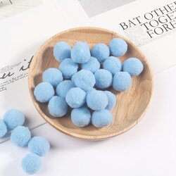 ขายส่ง(100ลูก) ปอมปอม ขนาด 2ซม. ปอมปอมตกแต่ง ปอมปอมกำมะหยี่ สีฟ้า ไทเทเนียมบลู