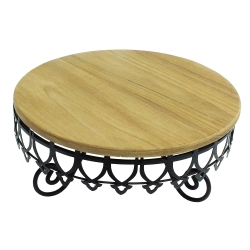 ที่วางขนมเค้กทรงกลม ลายมงกุฎรวมแผ่นไม้สัก ความสูง 12 cm. 1619-036