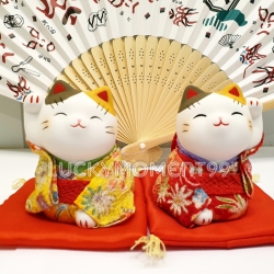 แมวกวักชุดกิโมโน นำเข้าจากญี่ปุ่น เซ็ตคู่ แบบนั่ง