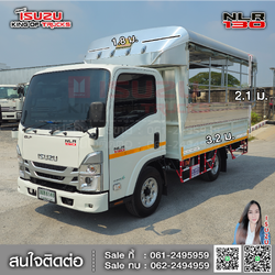 รถบรรทุกอีซูซุ 4 ล้อ ไม่ติดเวลา ISUZU NLR 130 ขนาด 1.8 x 3.2 x 2.1 ม. ภายใน กระบะเหล็กโครงหลังคา ใส่เบาะโดยสาร EURO3