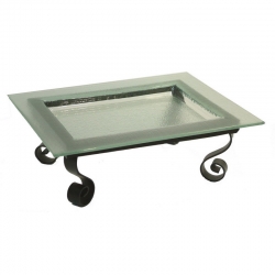 ชั้นวางสแตนเลสมุมเหลี่ยม+จานแก้ว M 1619-006