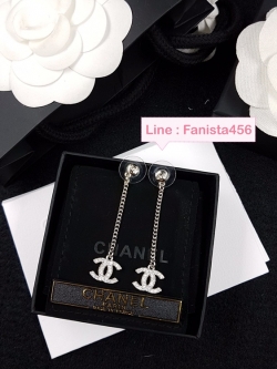 ต่างหูชาแนล ต่างหูชาแนลโซ่ยาว Chanel long Diamond Earring ต่างหูชาแนล ปั๊มLogo