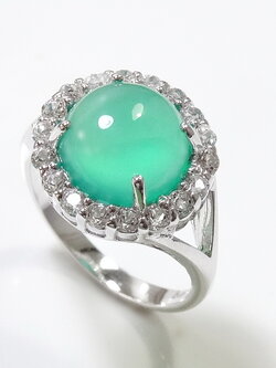 แหวนคนเกิดวันพุธ แหวนพลอยโมราหลังเบี้ยสีเขียวหวาน ล้อมพลอยไวท์โทพาส ตัวเรือนเงินแท้ ชิ้นงานคุณภาพ ประณีตสุดๆ ไม่พอใจยินดีคืนเงิน