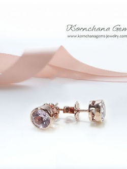 Amethyst Studs Earrings ต่างหูพลอยอเมทิสท์แบบติดหู พลอยสีชมพูม่วงหวาน อเมทิสท์เป็นพลอยประจำวันเกิดของคนเกิดเดือนกุมภาพันธ์