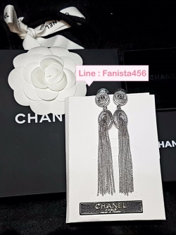 ต่างหู ชาแนล Chanel Earring ต่างหูชาแนลห้อยโซ่ (สีเงิน)